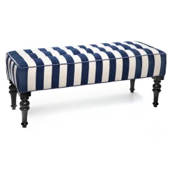 MacKenzie-Childs Marquee Bench - Chenille Navy Stripe* Living Room