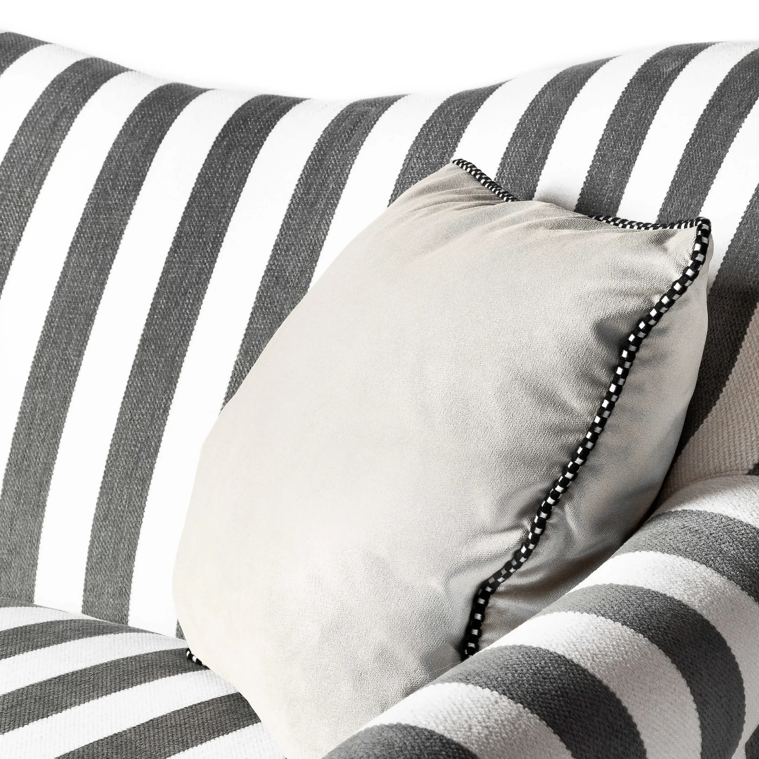 MacKenzie-Childs Marquee Loveseat - Chenille Grey Stripe* Living Room