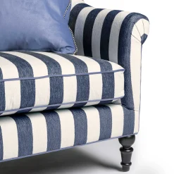 MacKenzie-Childs Marquee Loveseat - Chenille Navy Stripe* Living Room