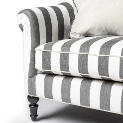 MacKenzie-Childs Marquee Sofa - Chenille Grey Stripe* Living Room
