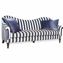 MacKenzie-Childs Marquee Sofa - Chenille Navy Stripe* Living Room
