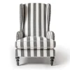 MacKenzie-Childs Marquee Wing Chair - Chenille Grey Stripe* Living Room