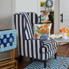 MacKenzie-Childs Marquee Wing Chair - Chenille Navy Stripe* Living Room
