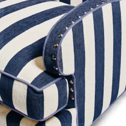 MacKenzie-Childs Marquee Wing Chair - Chenille Navy Stripe* Living Room