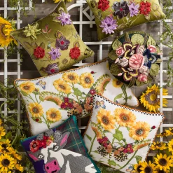 MacKenzie-Childs Monarch Butterfly Lumbar Pillow - White* Pillows, Throws, & Cushions