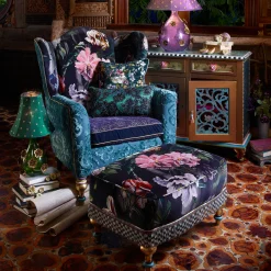 MacKenzie-Childs Moonlight Garden Rumor Has It Ottoman* Living Room