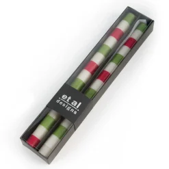 MacKenzie-Childs Multi Bands Dinner Candles - Red & Green - Set Of 2* Candles & Fragrances