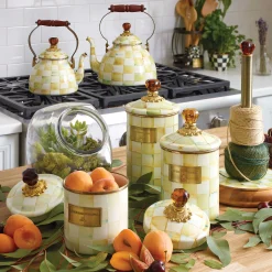 MacKenzie-Childs Parchment Check Enamel Canister - Large* Room Accents