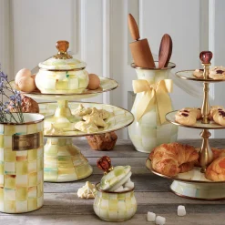 MacKenzie-Childs Parchment Check Enamel Squashed Pot* Bed & Bath