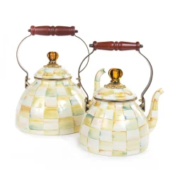 MacKenzie-Childs Parchment Check Enamel Tea Kettle - 3 Quart* Tea Kettles