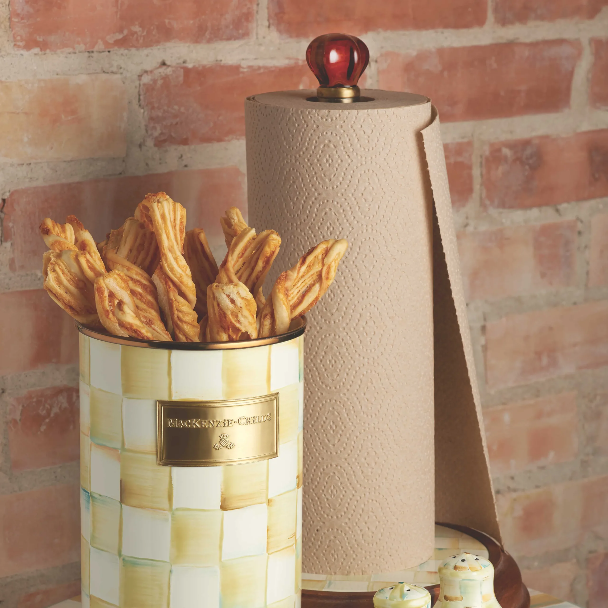 MacKenzie-Childs Parchment Check Enamel Utensil Holder* Kitchen Storage & Organization