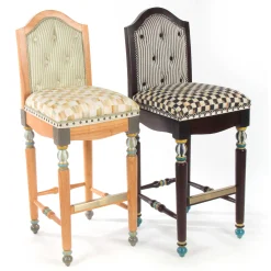 MacKenzie-Childs Parchment Check Underpinnings Bar Stool With Back* Dining Room & Kitchen