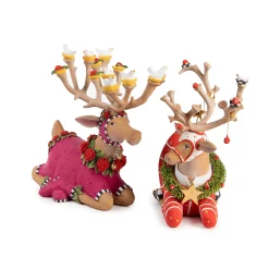 MacKenzie-Childs Patience Brewster Dash Away Sitting Prancer Reindeer Figure* Room Accents