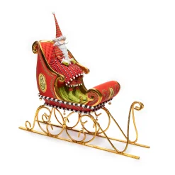 MacKenzie-Childs Patience Brewster Dash Away Sitting Santa & Sleigh Figure Set* Room Accents