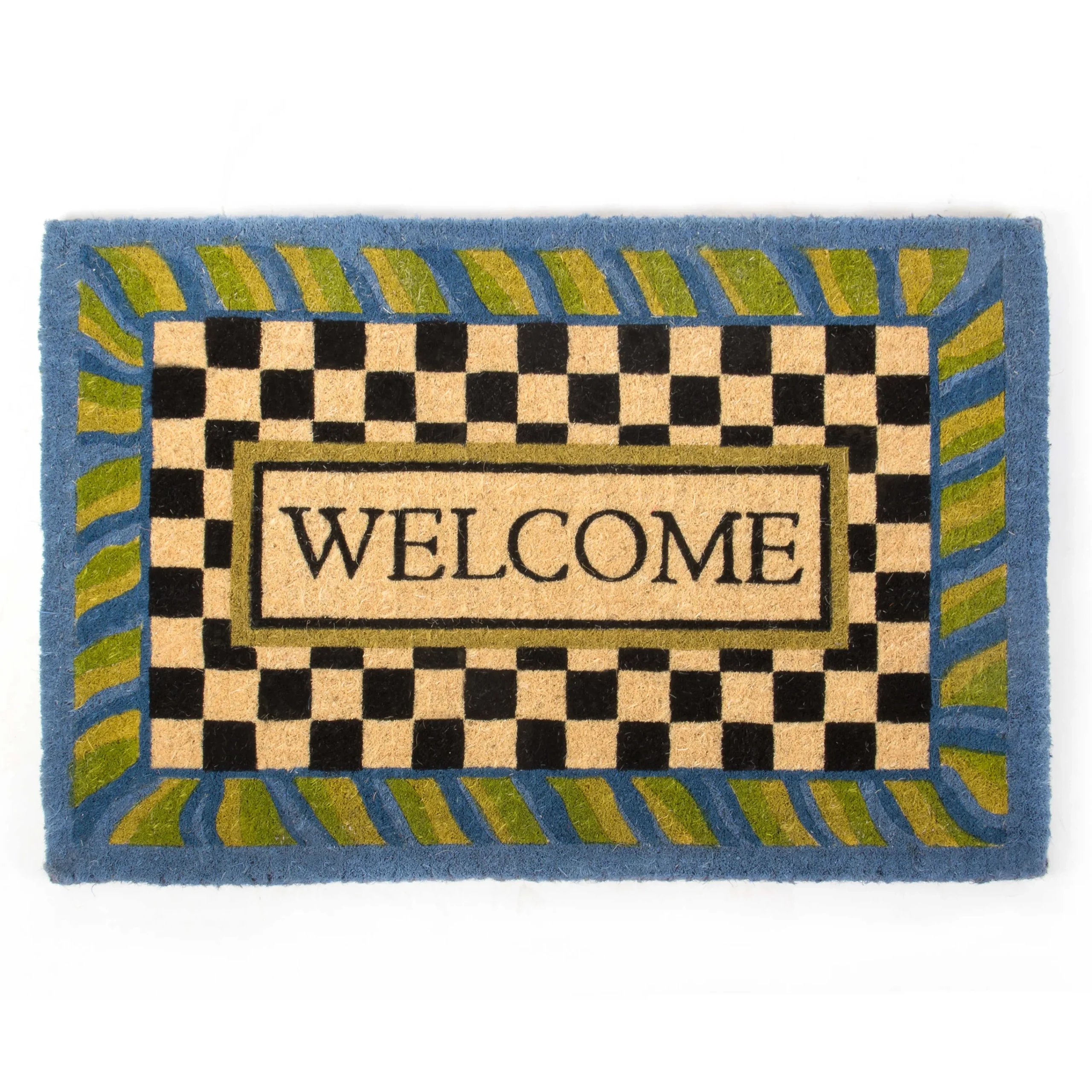 MacKenzie-Childs Periwinkle Welcome Mat* Outdoor Rugs & Mats