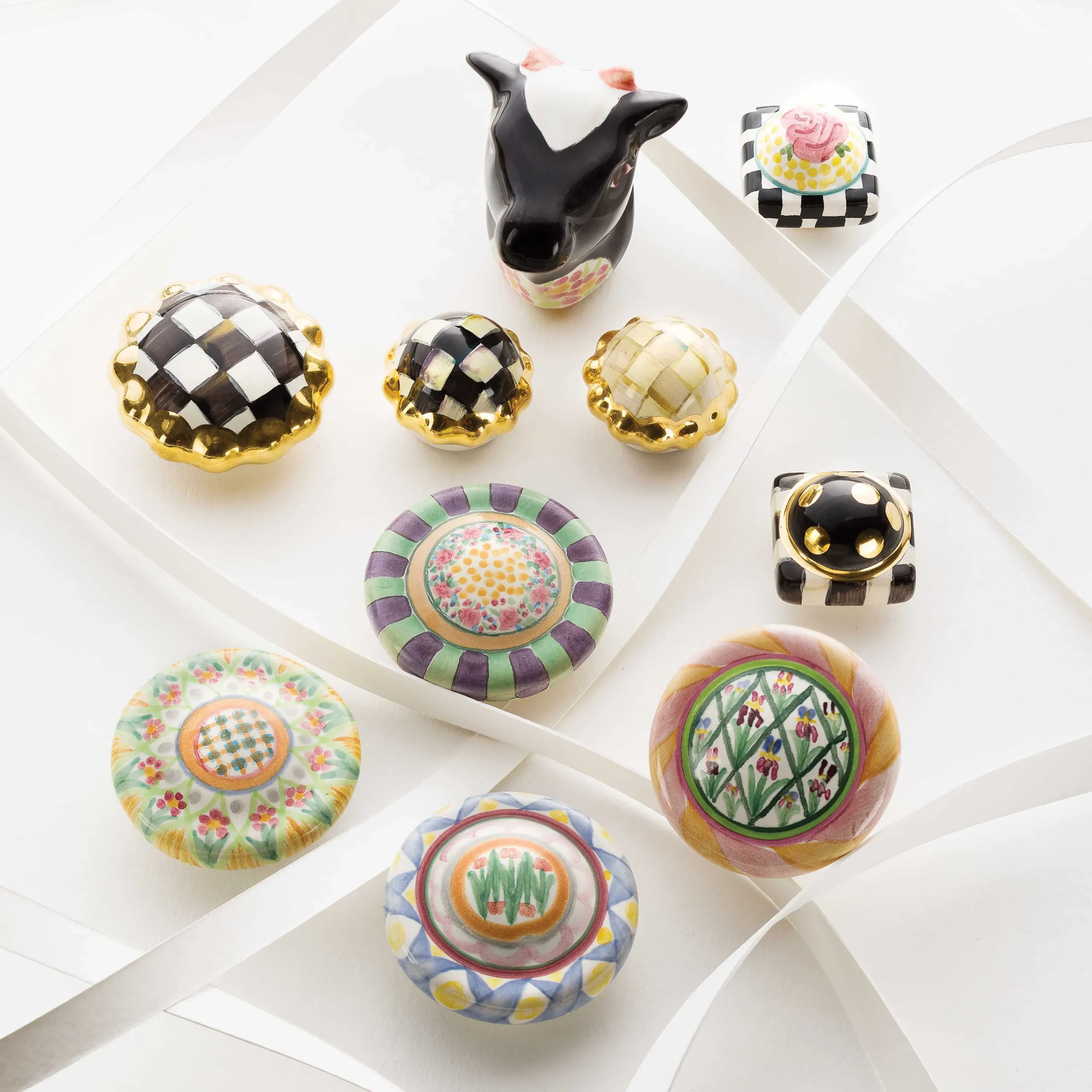 MacKenzie-Childs Petit Four Round Knob - Courtly Check* Room Accents