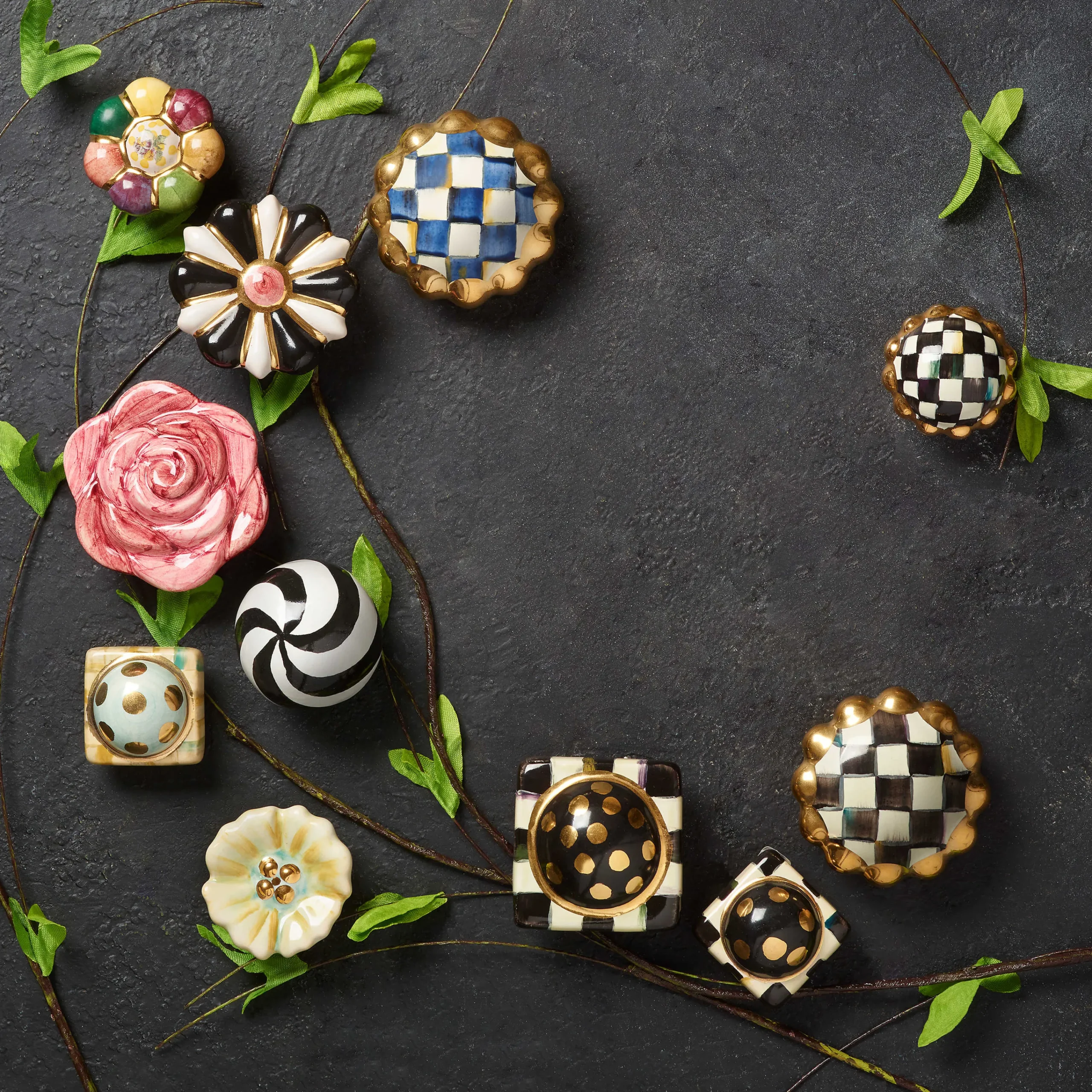 MacKenzie-Childs Petit Four Round Knob - Courtly Check* Room Accents