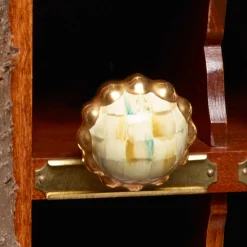 MacKenzie-Childs Petit Four Round Knob - Parchment Check* Room Accents