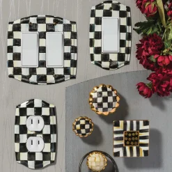 MacKenzie-Childs Petit Four Round Knob - Parchment Check* Room Accents