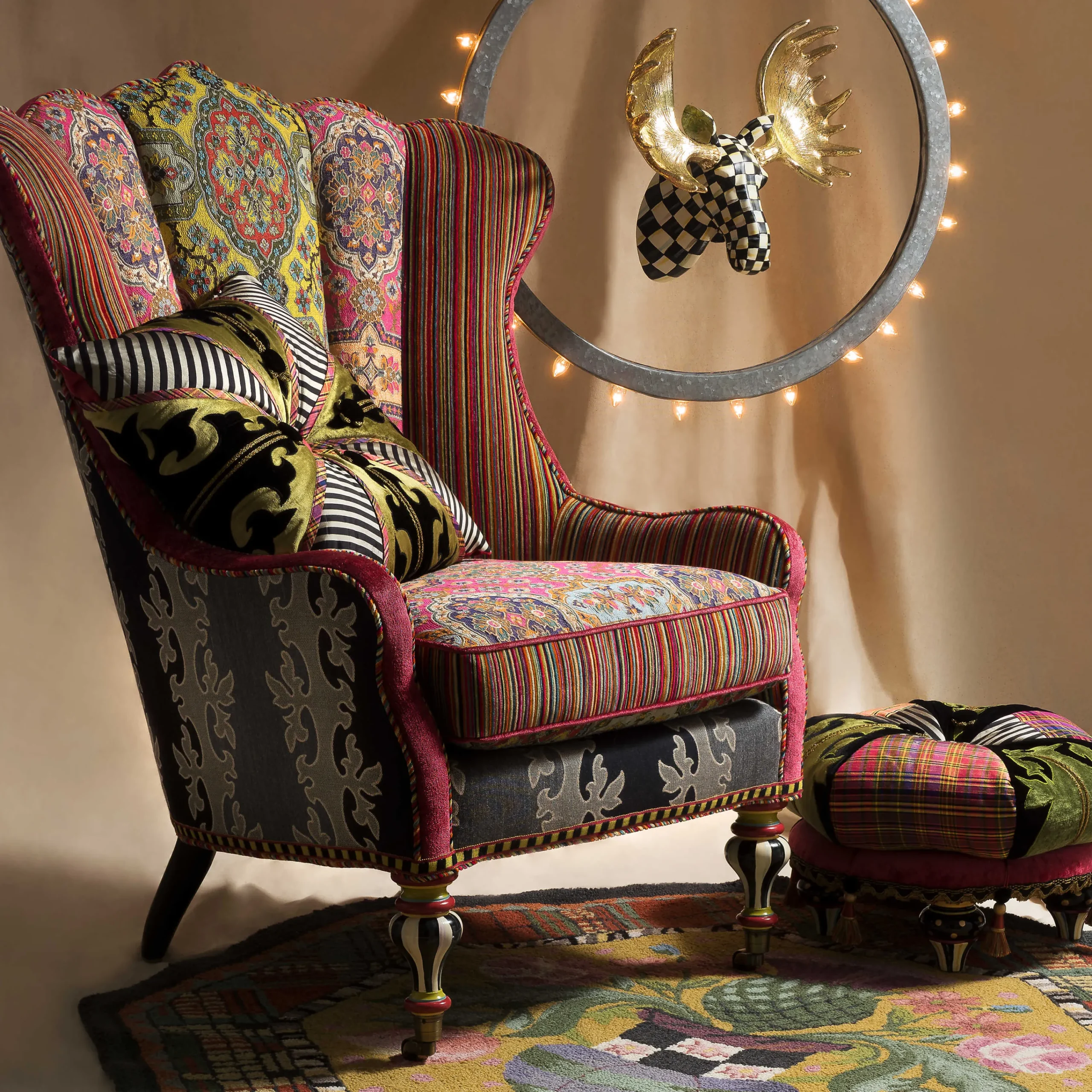 MacKenzie-Childs Portobello Road Footstool* Living Room