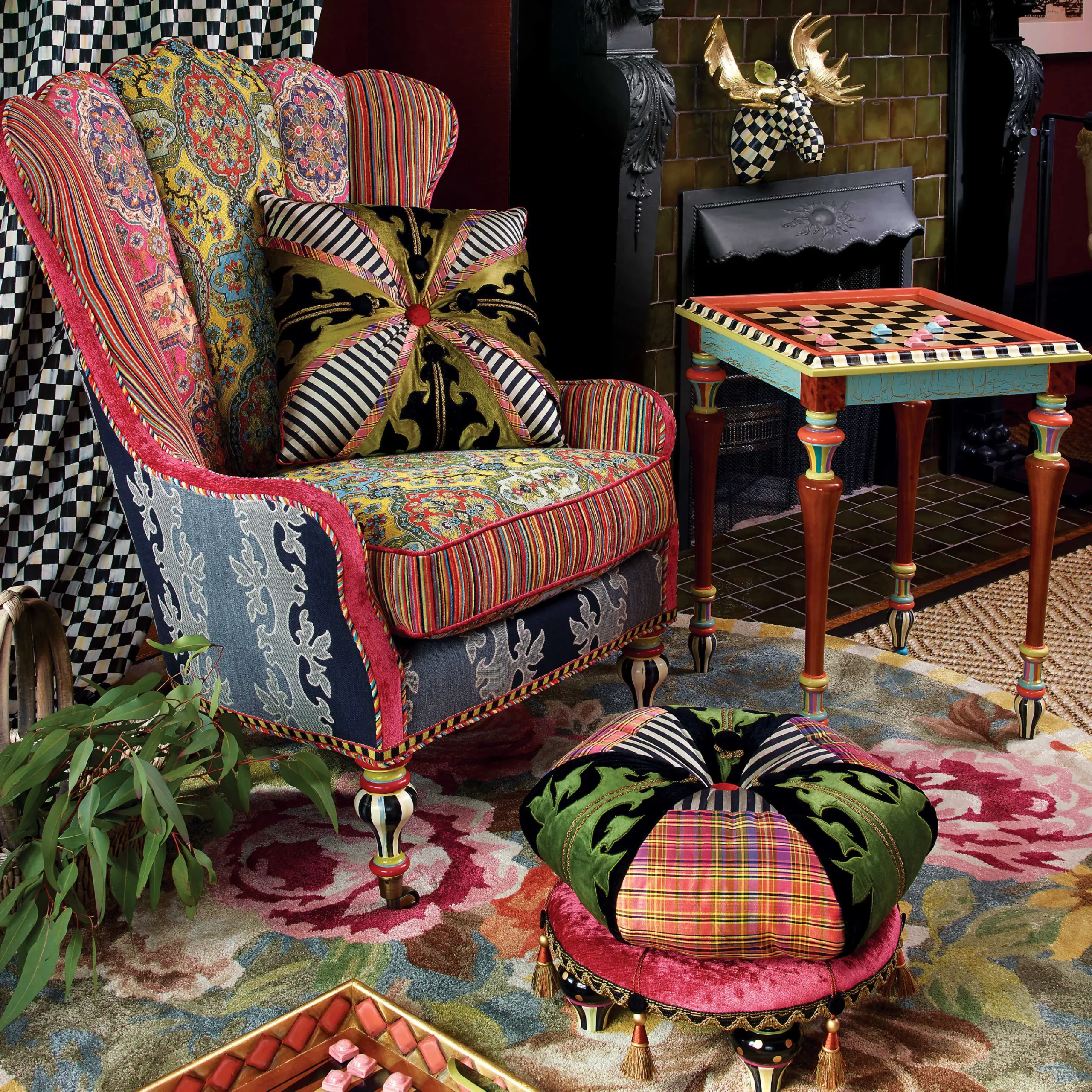 MacKenzie-Childs Portobello Road Footstool* Living Room