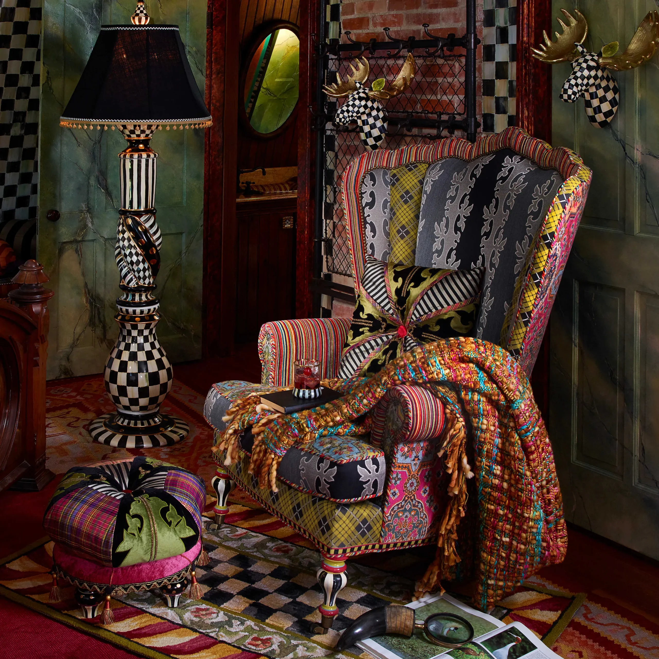 MacKenzie-Childs Portobello Road Footstool* Living Room