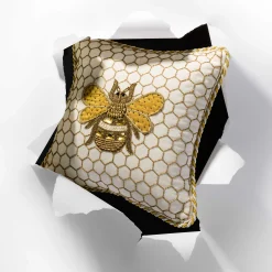 MacKenzie-Childs Queen Bee Pillow - Ivory* Pillows, Throws, & Cushions