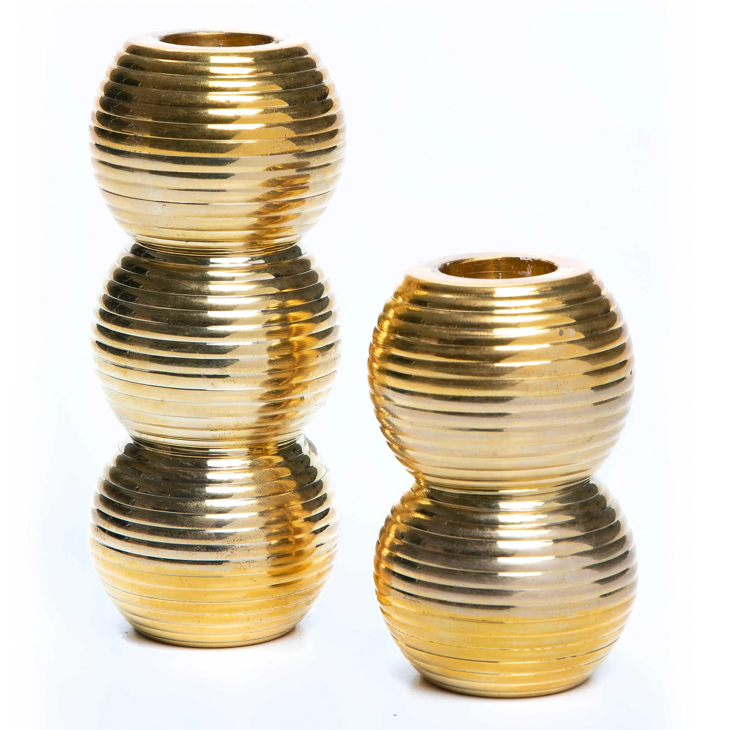 MacKenzie-Childs Ribbed Triple Sphere Candle Holder - Gold* Candles & Fragrances