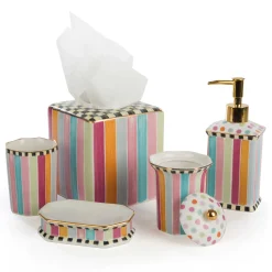 MacKenzie-Childs Ribbon & Dot Boutique Tissue Box Holder* Room Accents