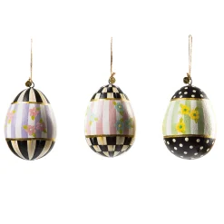 MacKenzie-Childs Rose Garden Egg Ornaments - Set Of 3* Room Accents