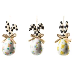 MacKenzie-Childs Rose Garden Rabbit Ornaments - Set Of 3* Room Accents