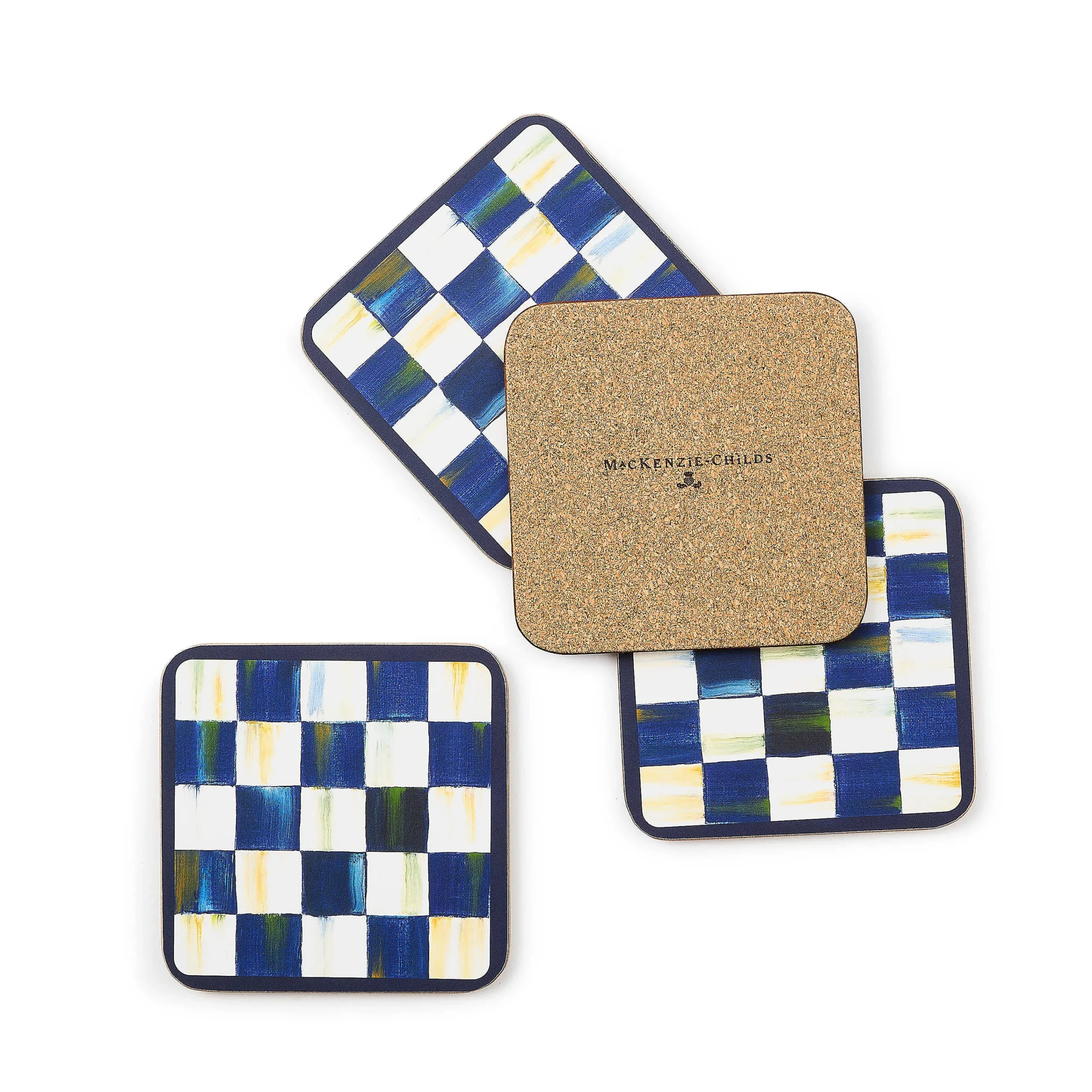 MacKenzie-Childs Royal Check Cork Back Coasters - Set Of 4* Outdoor Entertaining