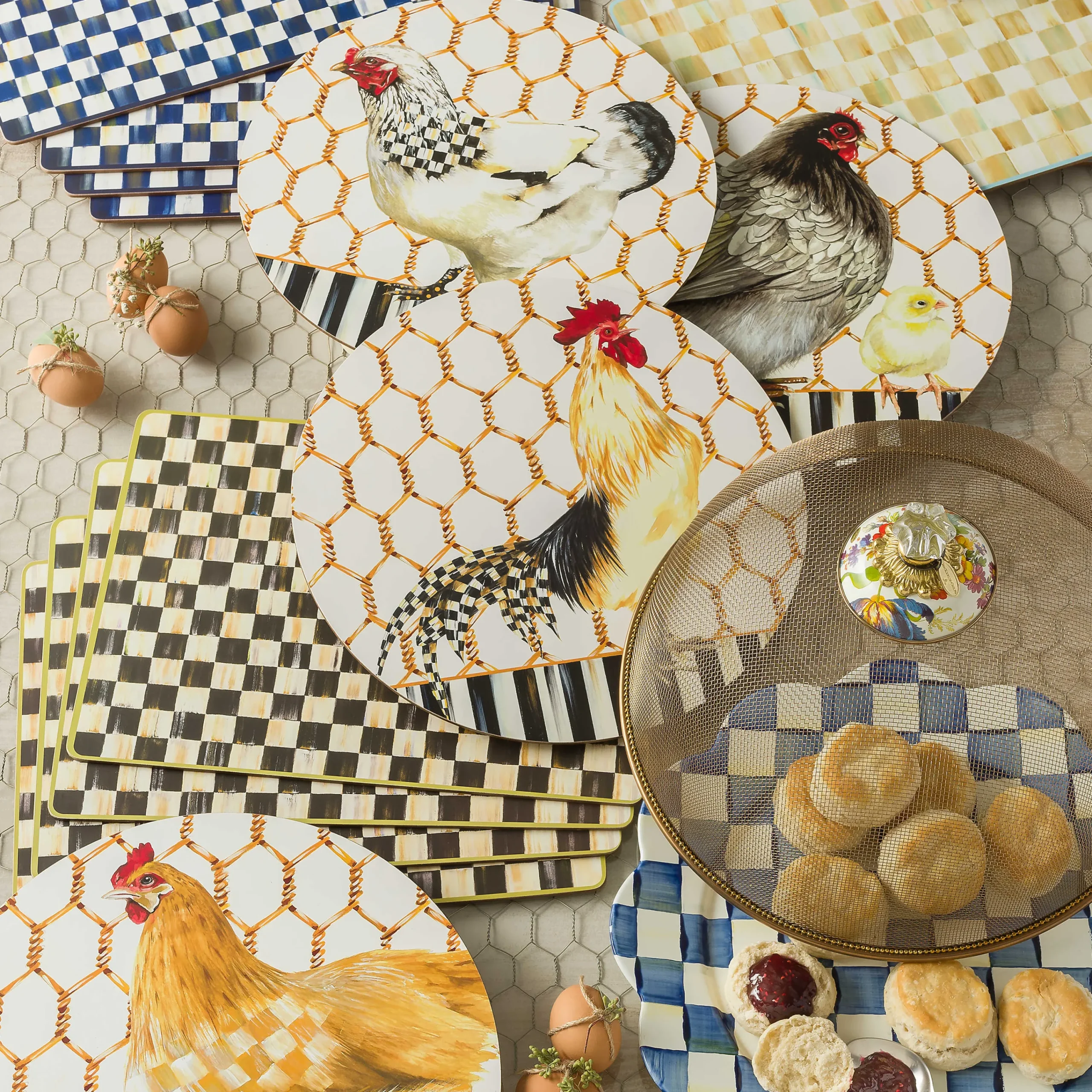 MacKenzie-Childs Royal Check Cork Back Placemats - Set Of 4* Outdoor Entertaining