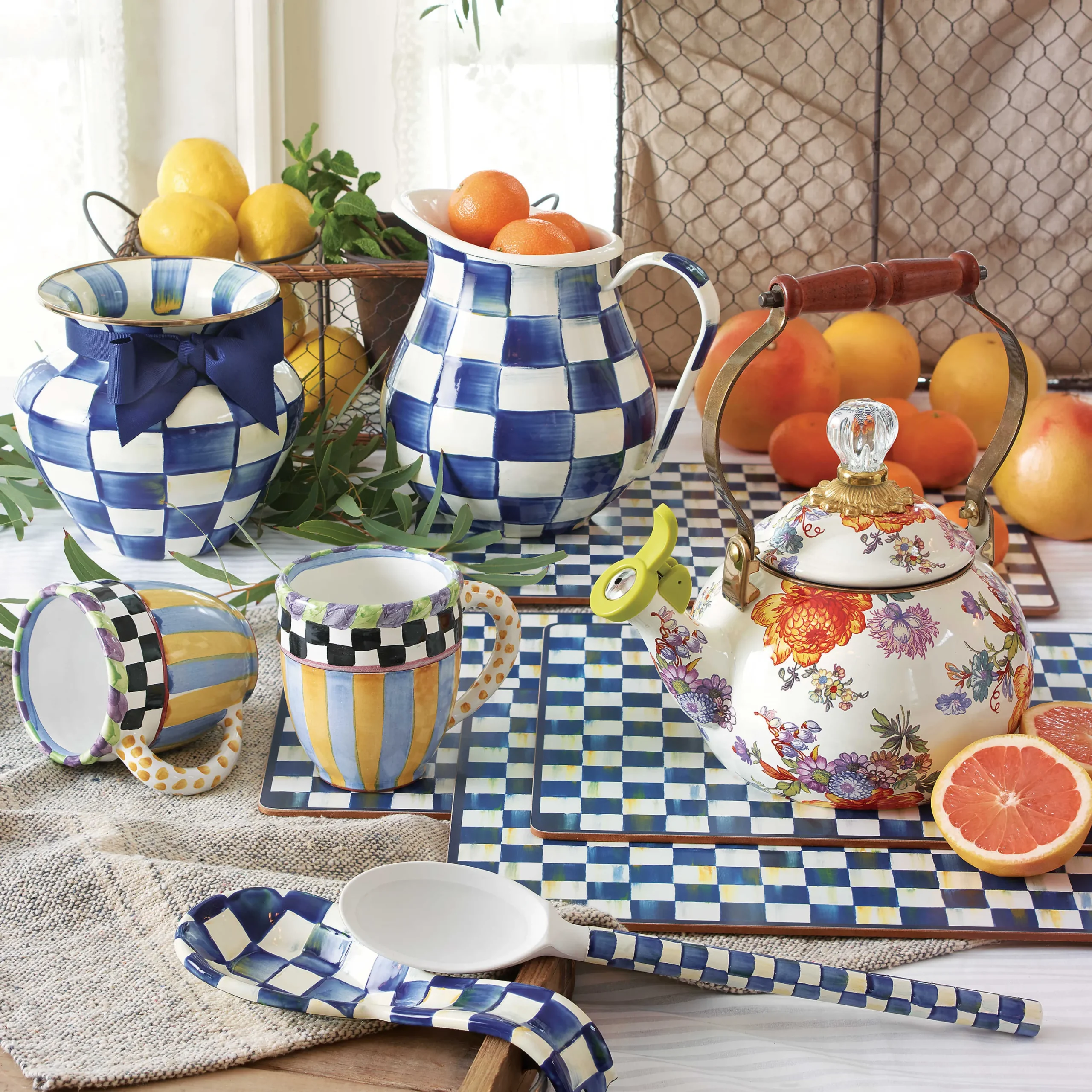 MacKenzie-Childs Royal Check Cork Back Placemats - Set Of 4* Outdoor Entertaining