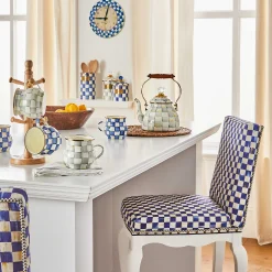 MacKenzie-Childs Royal Check Counter Stool With Back* Dining Room & Kitchen