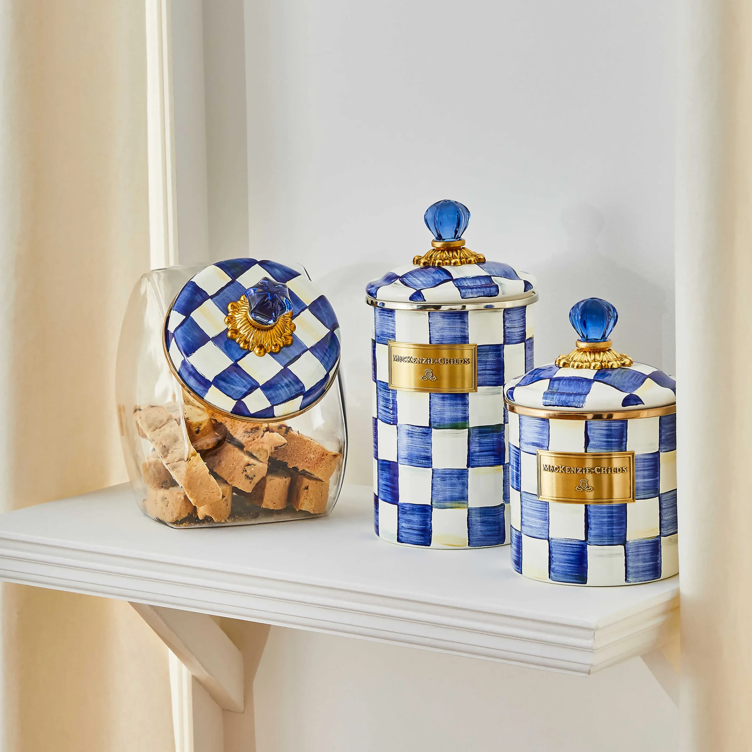 MacKenzie-Childs Royal Check Enamel Canister - Large* Room Accents