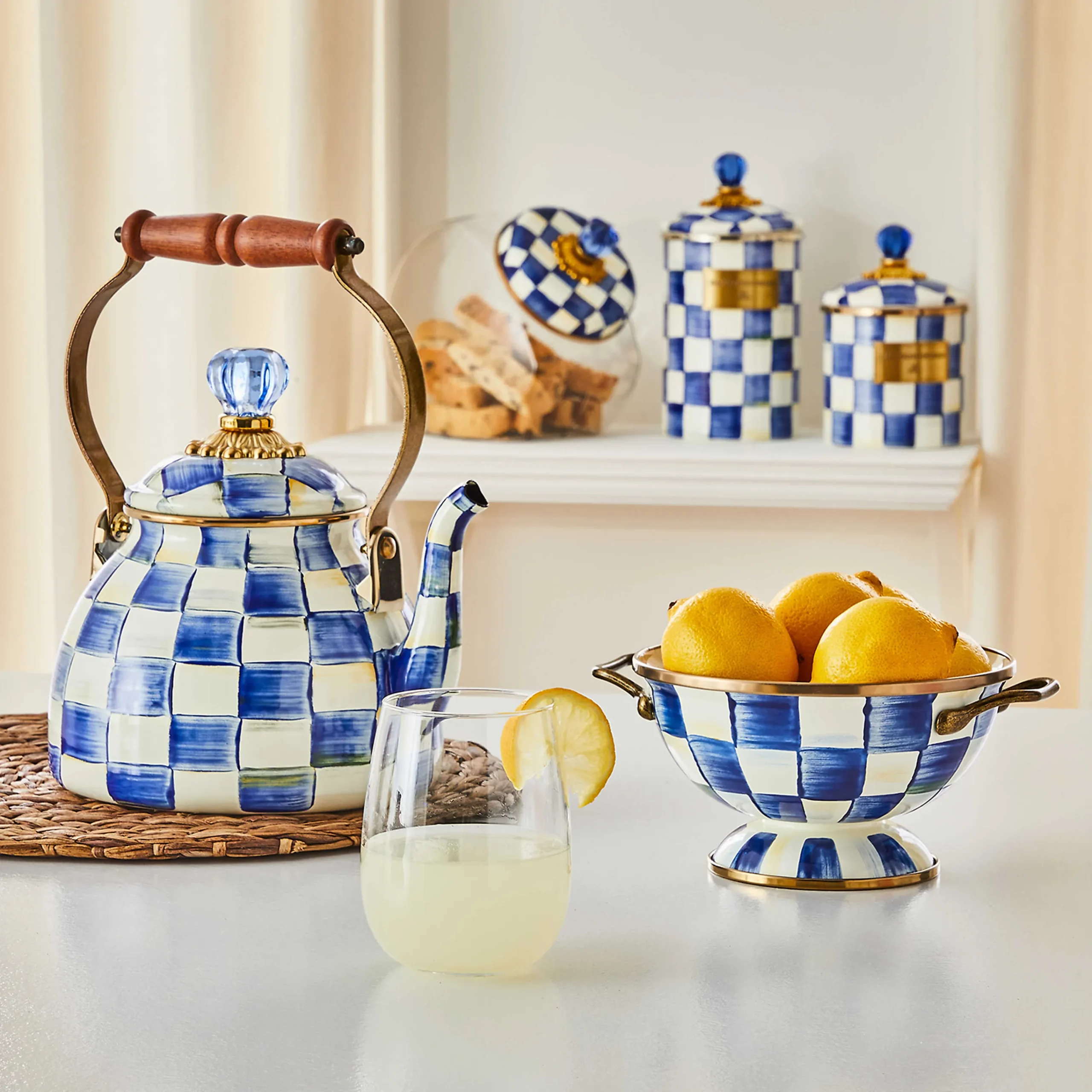 MacKenzie-Childs Royal Check Enamel Canister - Large* Room Accents