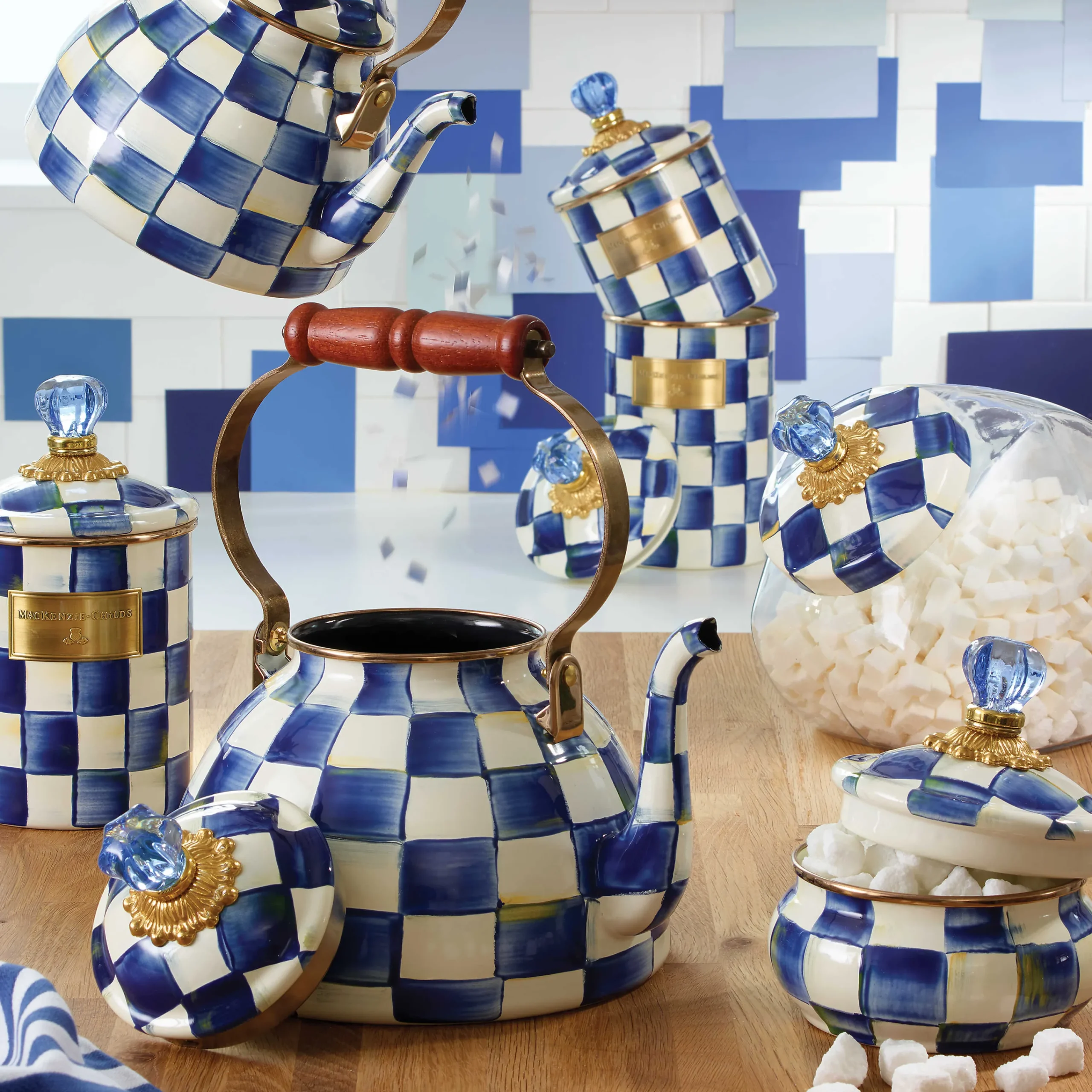 MacKenzie-Childs Royal Check Enamel Canister - Medium* Room Accents