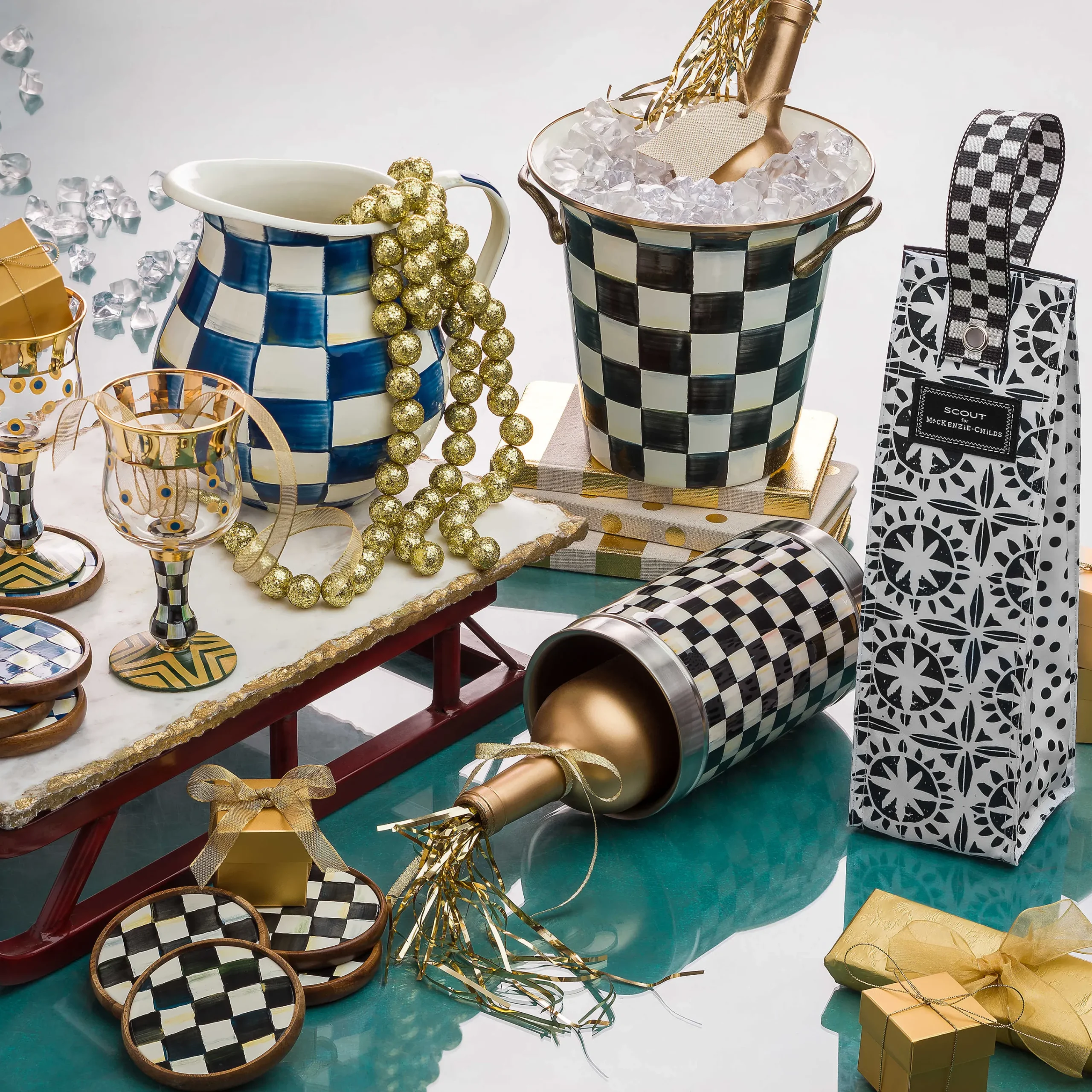 MacKenzie-Childs Royal Check Enamel Coasters - Set Of 4* Table Accessories