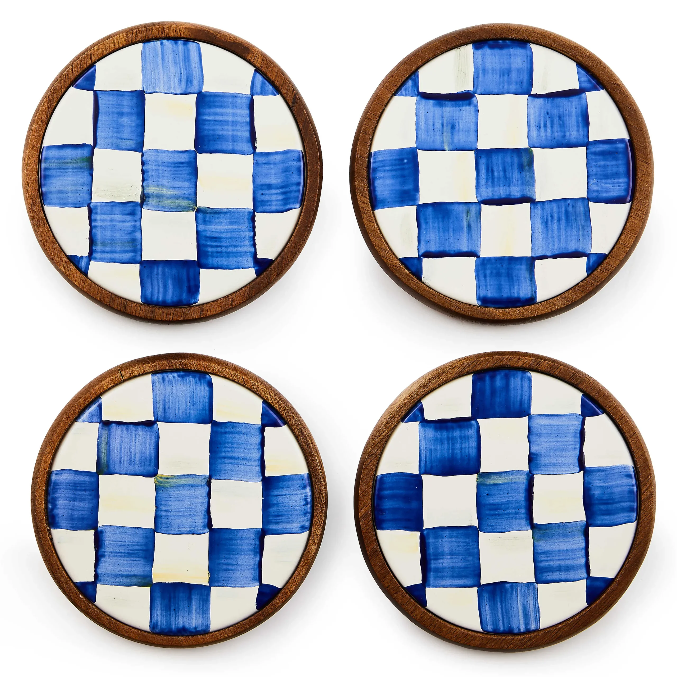 MacKenzie-Childs Royal Check Enamel Coasters - Set Of 4* Table Accessories