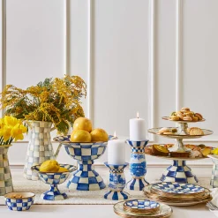 MacKenzie-Childs Royal Check Enamel Compote - Large* Outdoor Entertaining