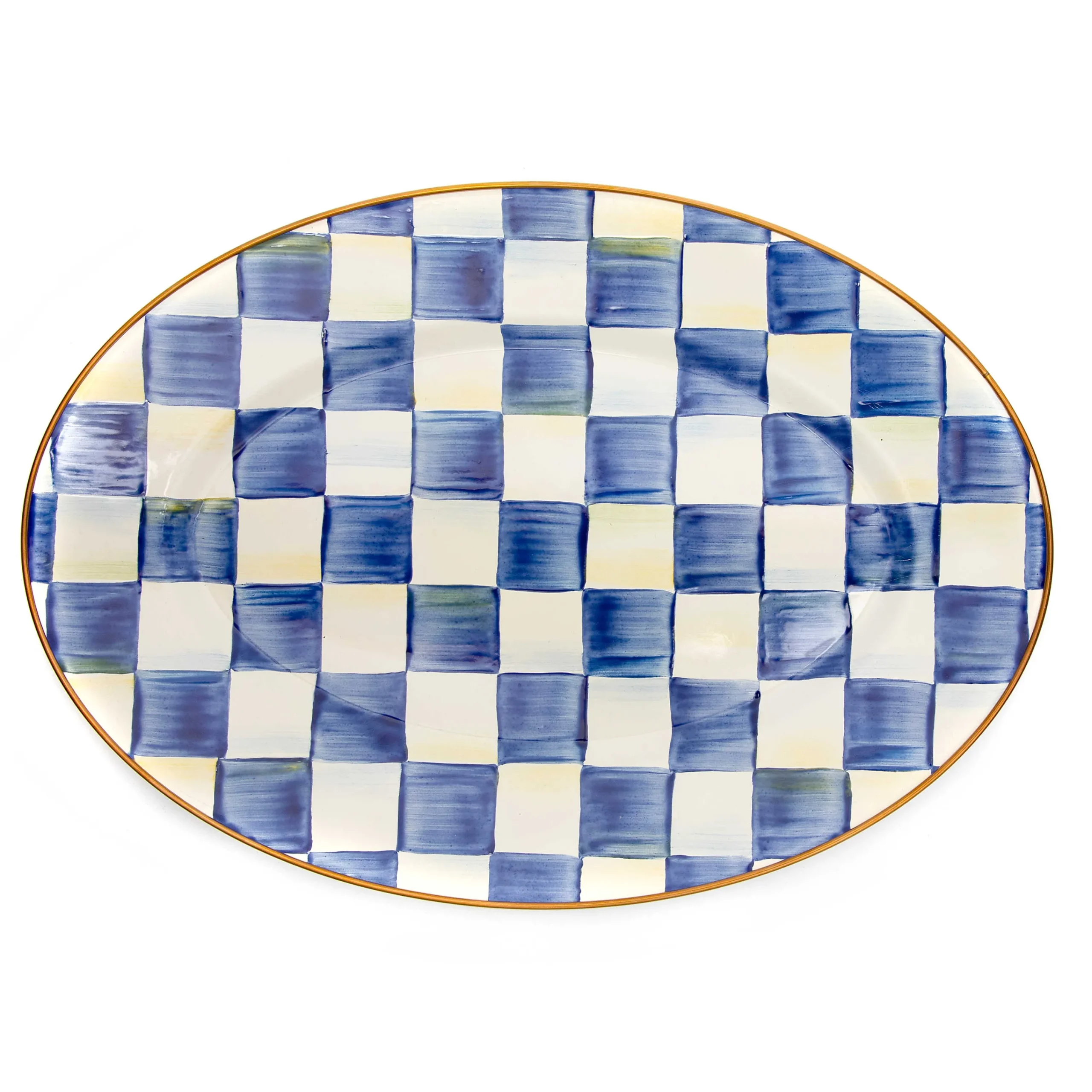 MacKenzie-Childs Royal Check Enamel Oval Platter - Small* Outdoor Entertaining