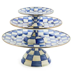 MacKenzie-Childs Royal Check Enamel Pedestal Platter - Mini* Outdoor Entertaining