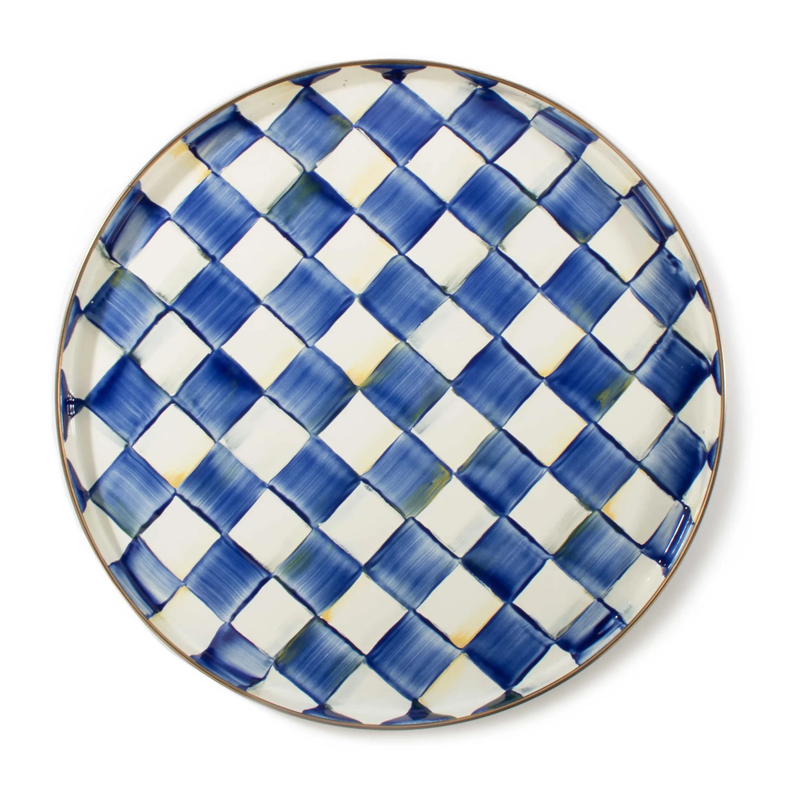 MacKenzie-Childs Royal Check Enamel Round Tray* Outdoor Entertaining