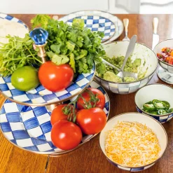 MacKenzie-Childs Royal Check Enamel Two Tier Sweet Stand* Outdoor Entertaining