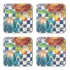 MacKenzie-Childs Royal Flower Market Cork Back Coasters - Set Of 4* Table Accessories