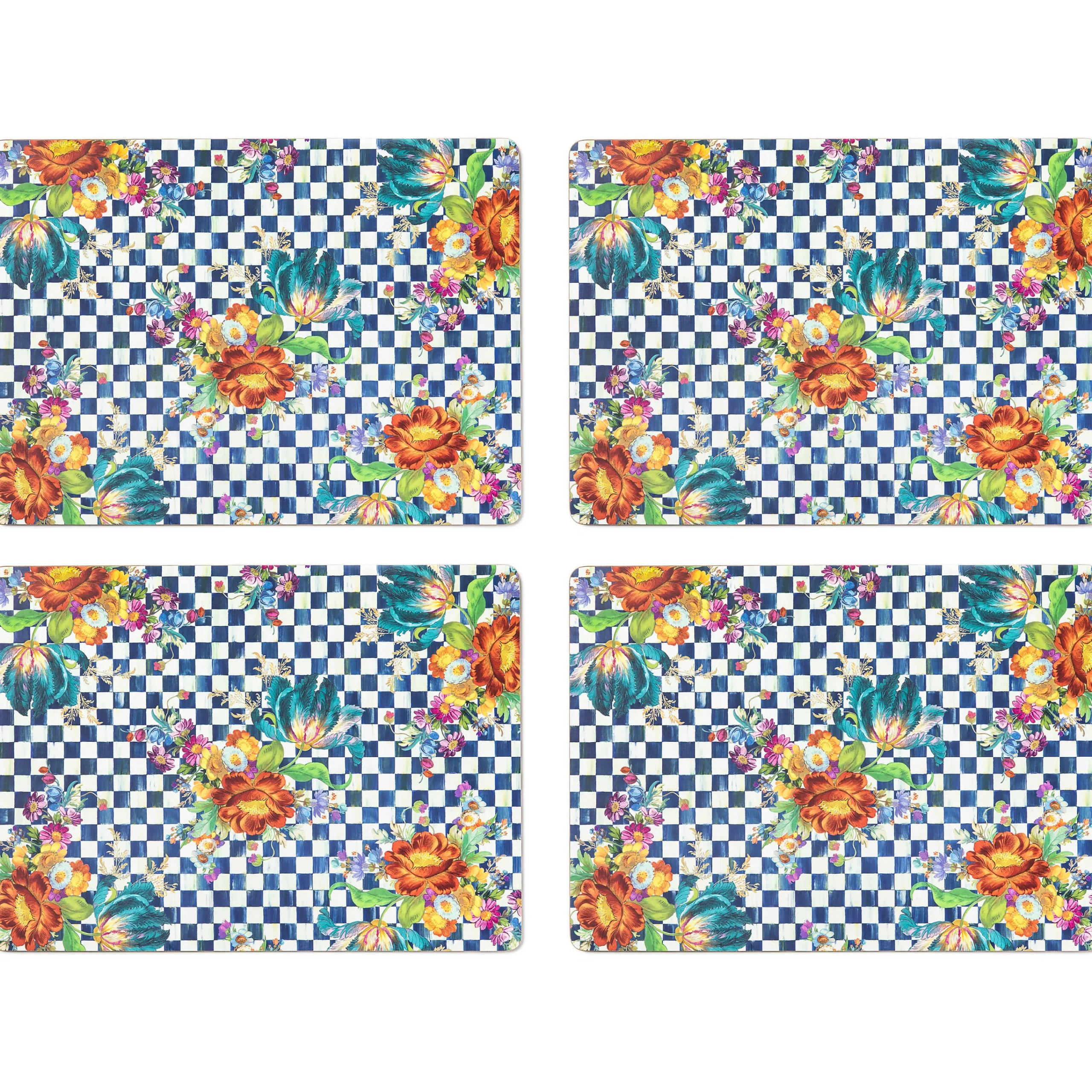 MacKenzie-Childs Royal Flower Market Cork Back Placemats - Set Of 4* Table Accessories