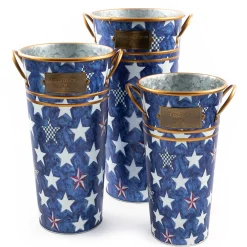 MacKenzie-Childs Royal Star Flower Buckets - Set Of 3* Pots & Planters