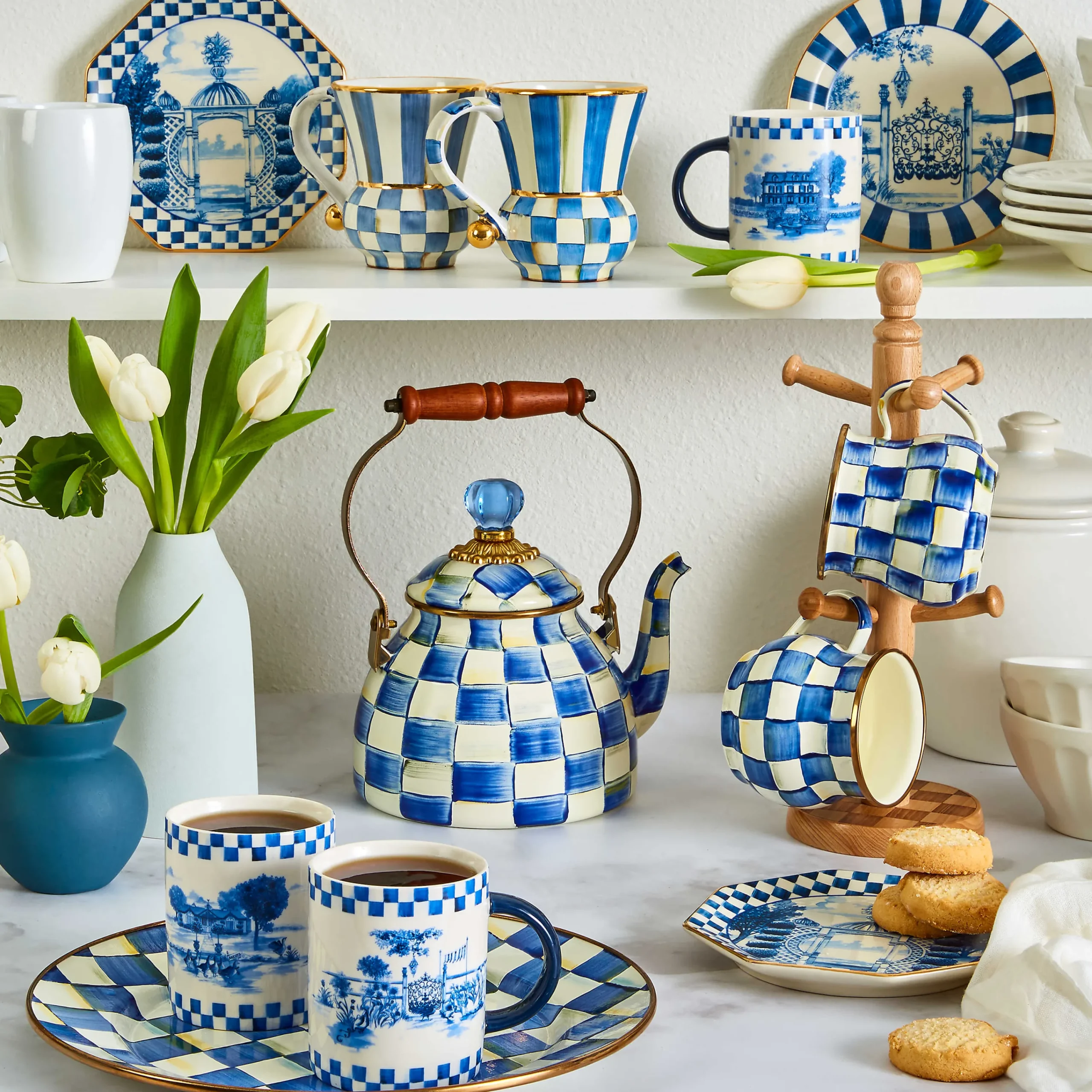 MacKenzie-Childs Royal Toile Mugs - Set Of 4* Outdoor Entertaining