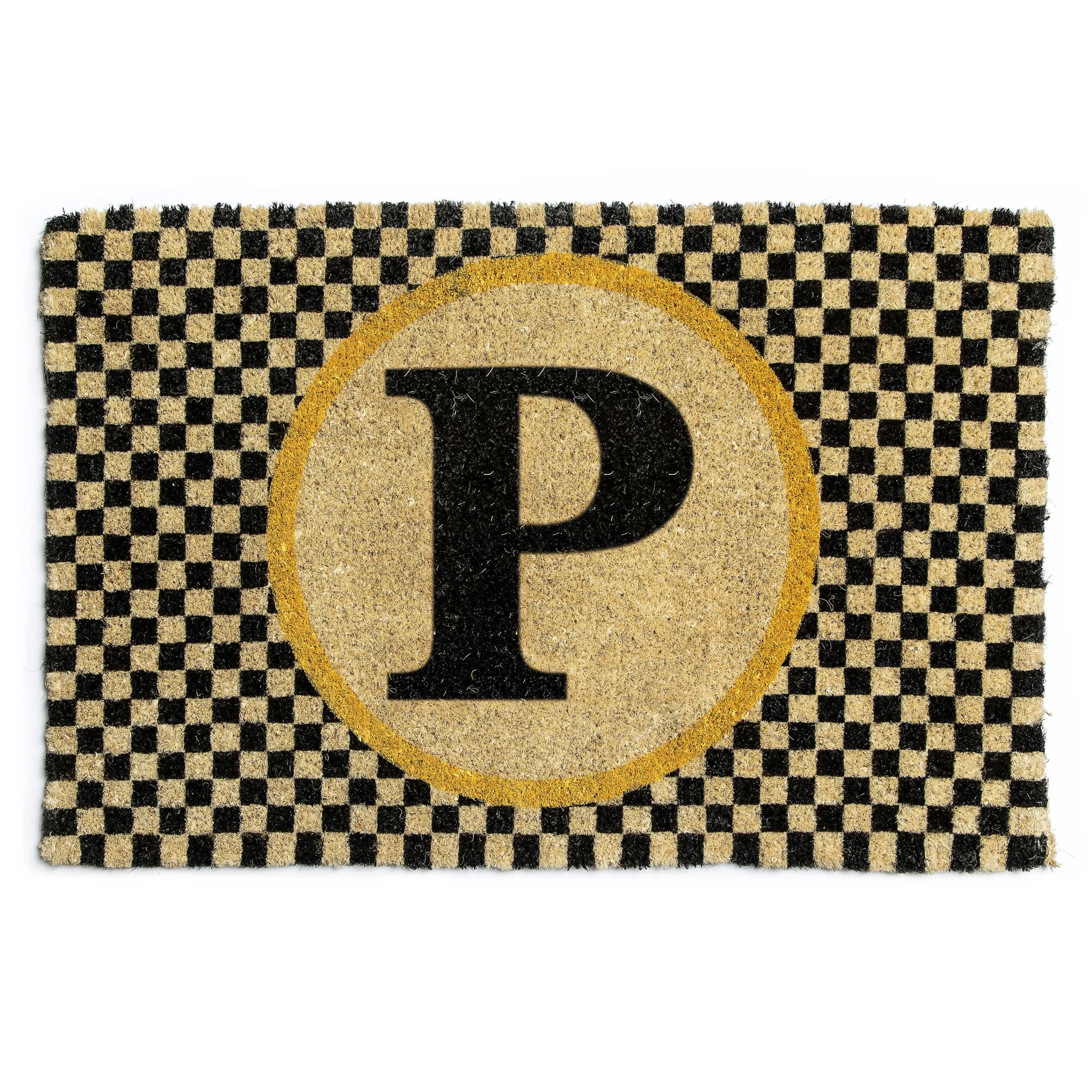 MacKenzie-Childs Single Letter Monogrammed Entrance Mat - P* Outdoor Rugs & Mats